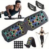 Multifunctional Folding Push-Up Board with Resistance Bands – Full Body Home Workout Trainer