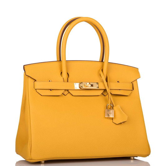 Hermes Jaune Ambre Togo Birkin 30cm Gold Hardware