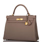 Hermes Horseshoe Stamp (HSS) Gris Asphalte Verso Togo Retourne Kelly 32cm Brushed Gold Hardware