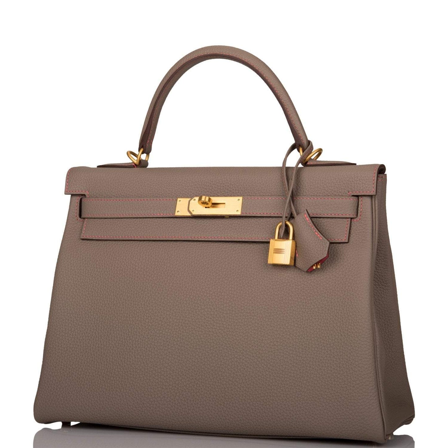 Hermes Horseshoe Stamp (HSS) Gris Asphalte Verso Togo Retourne Kelly 32cm Brushed Gold Hardware
