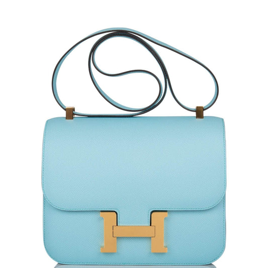 Hermes Bleu Atoll Epsom Constance 24cm Gold Hardware