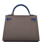 Hermes Kelly 32cm Bi-Color Etain and Bleu Electric Epsom Sellier Palladium Hardware