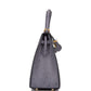 Hermes Horseshoe Stamp (HSS) Bi-Color Gris Agate and Bleu Electric Ostrich Sellier Kelly 25cm Brushed Gold Hardware