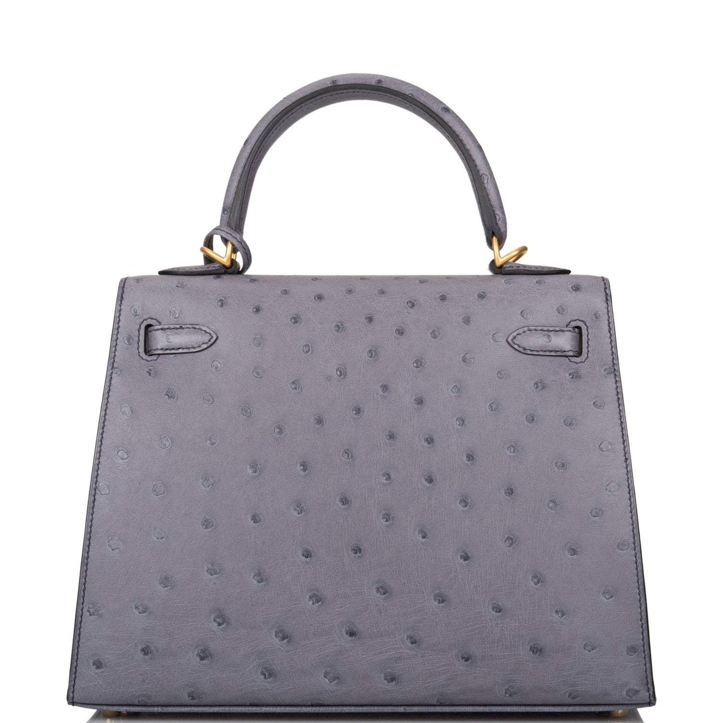Hermes Horseshoe Stamp (HSS) Bi-Color Gris Agate and Bleu Electric Ostrich Sellier Kelly 25cm Brushed Gold Hardware