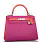 Hermes Kelly 28cm Bi-Color Rose Pourpre and Rose Jaipur Epsom Sellier Brushed Palladium Hardware