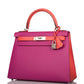 Hermes Kelly 28cm Bi-Color Rose Pourpre and Rose Jaipur Epsom Sellier Brushed Palladium Hardware